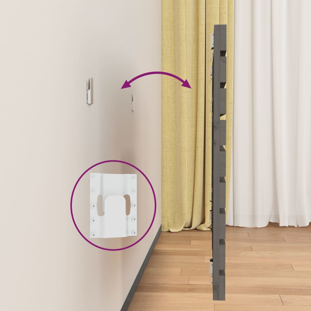 Wall Headboard Grey 106x3x63 cm Solid Wood Pine - Bargainia.com - 