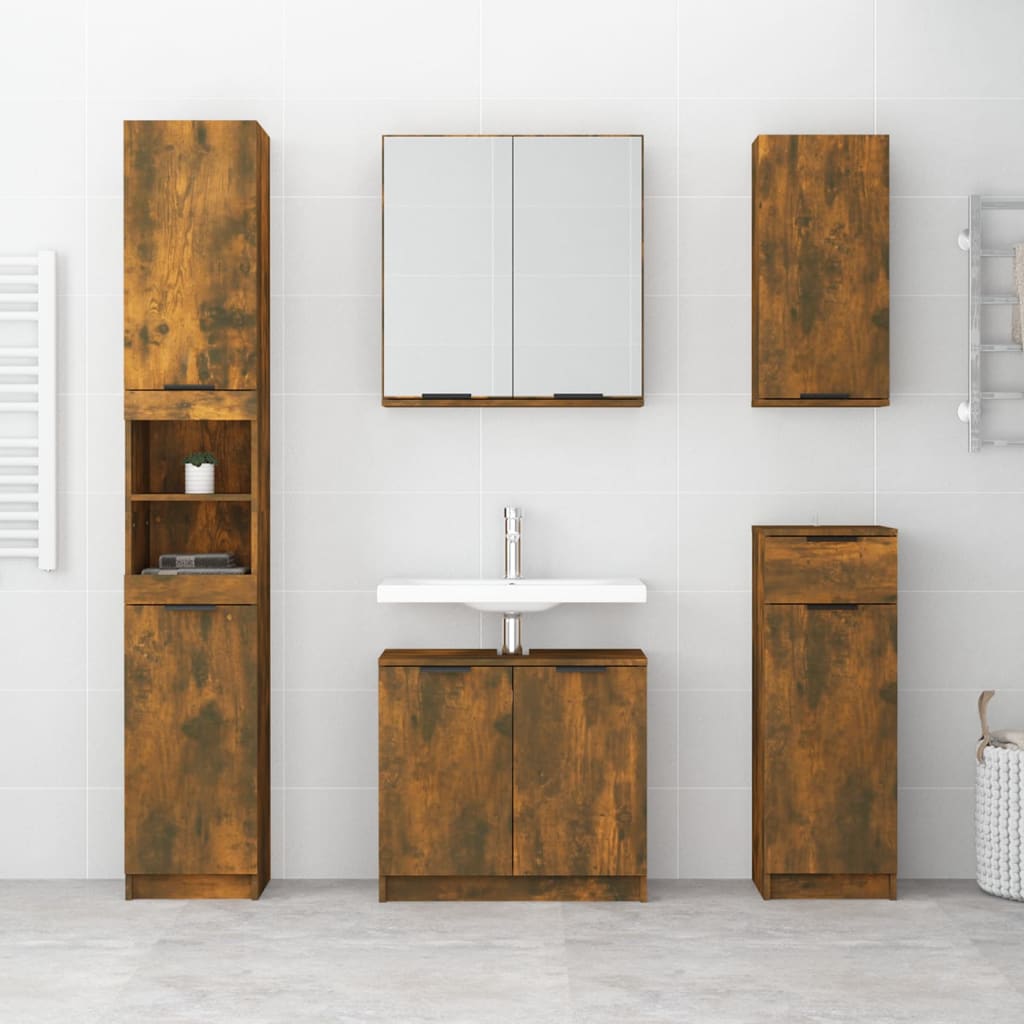 Wall - mounted Bathroom Cabinet Smoked Oak 32x20x67 cm - Bargainia.com - 8720287084280 - 817060
