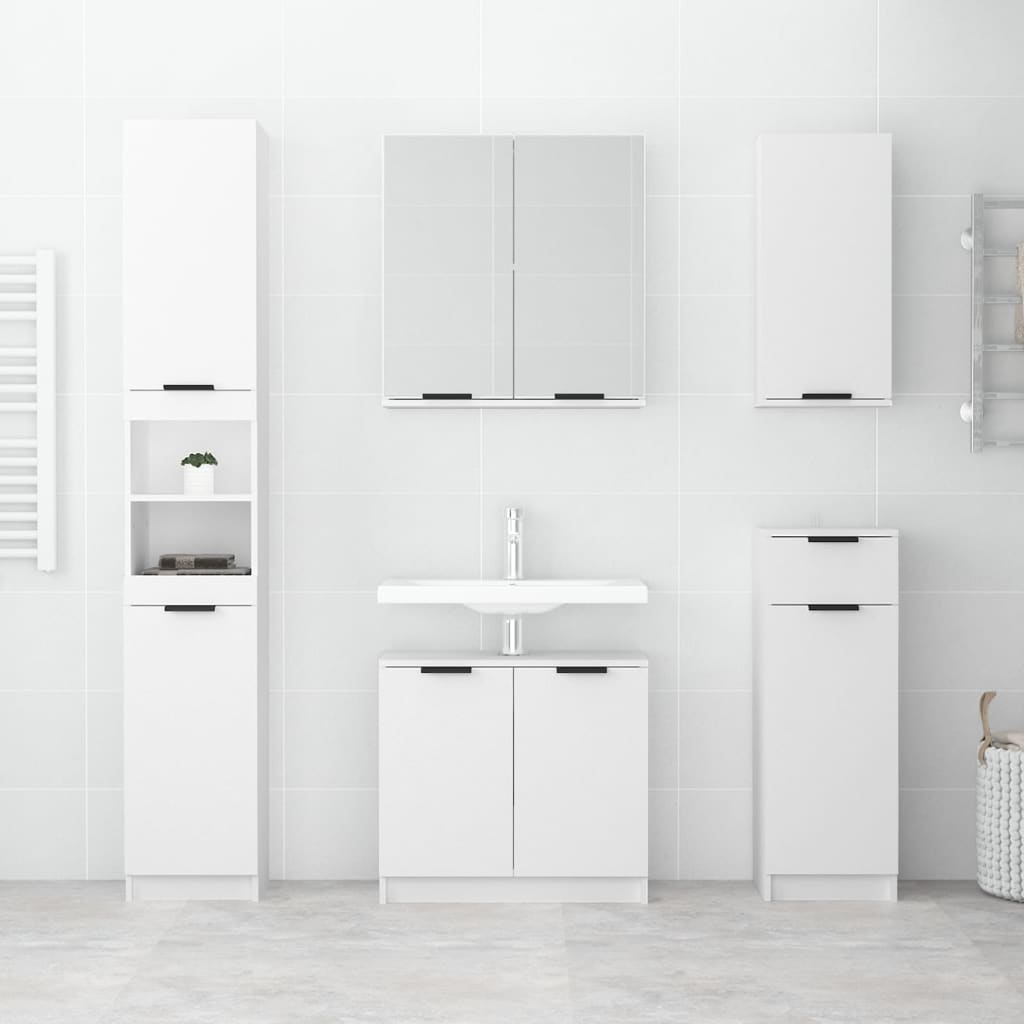Wall - mounted Bathroom Cabinet White 32x20x67 cm - Bargainia.com - 
