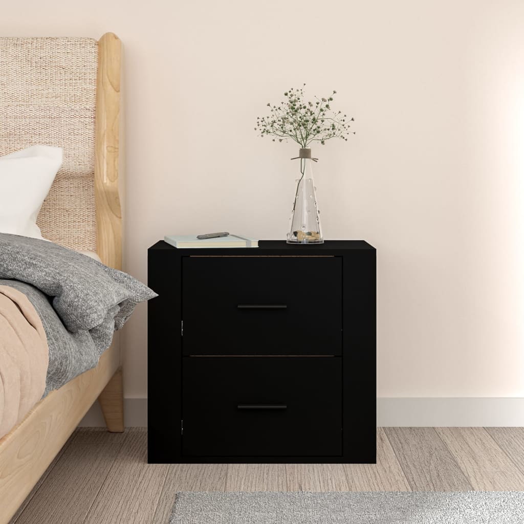Wall - mounted Bedside Cabinet Black 50x36x47 cm - Bargainia.com - 