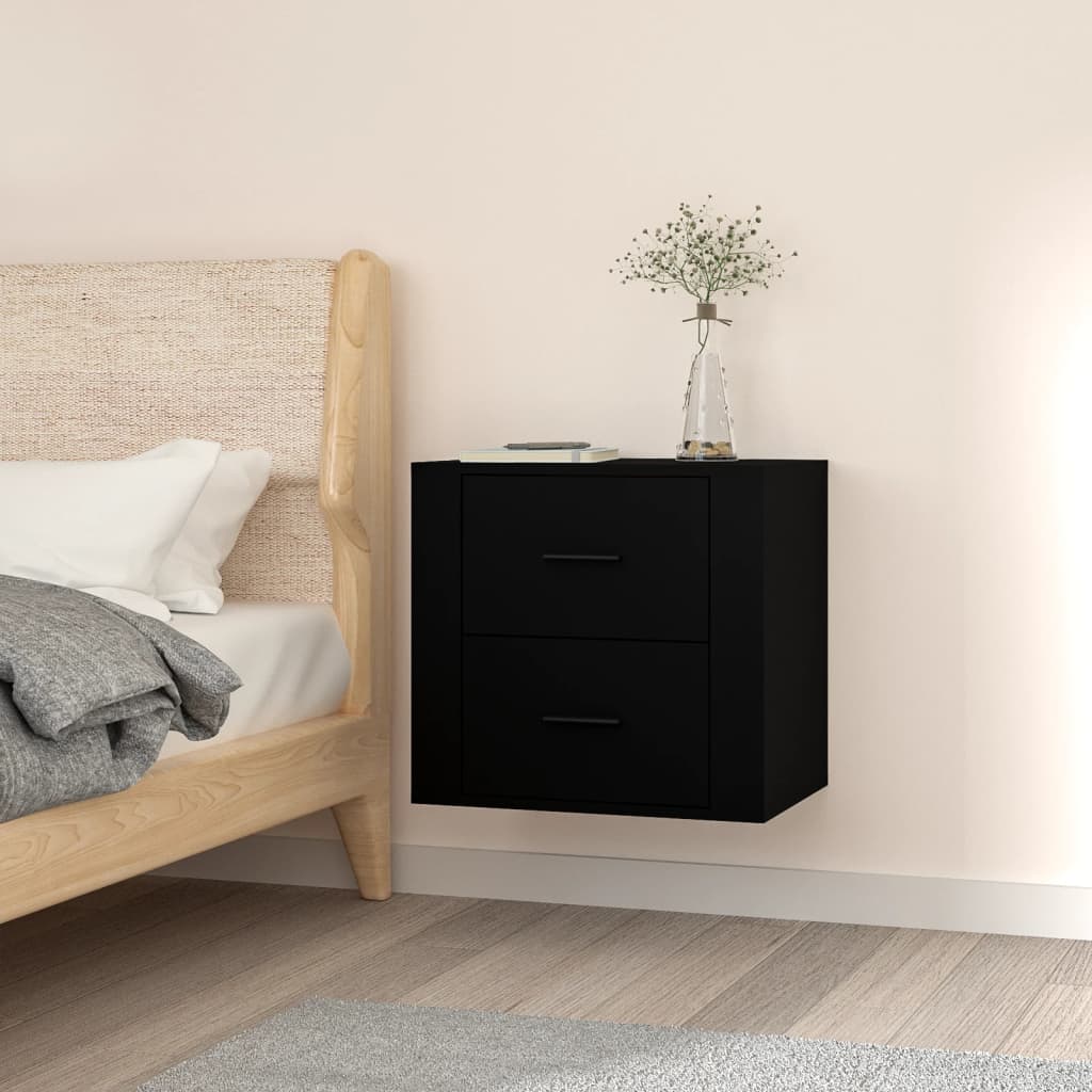 Wall - mounted Bedside Cabinet Black 50x36x47 cm - Bargainia.com - 
