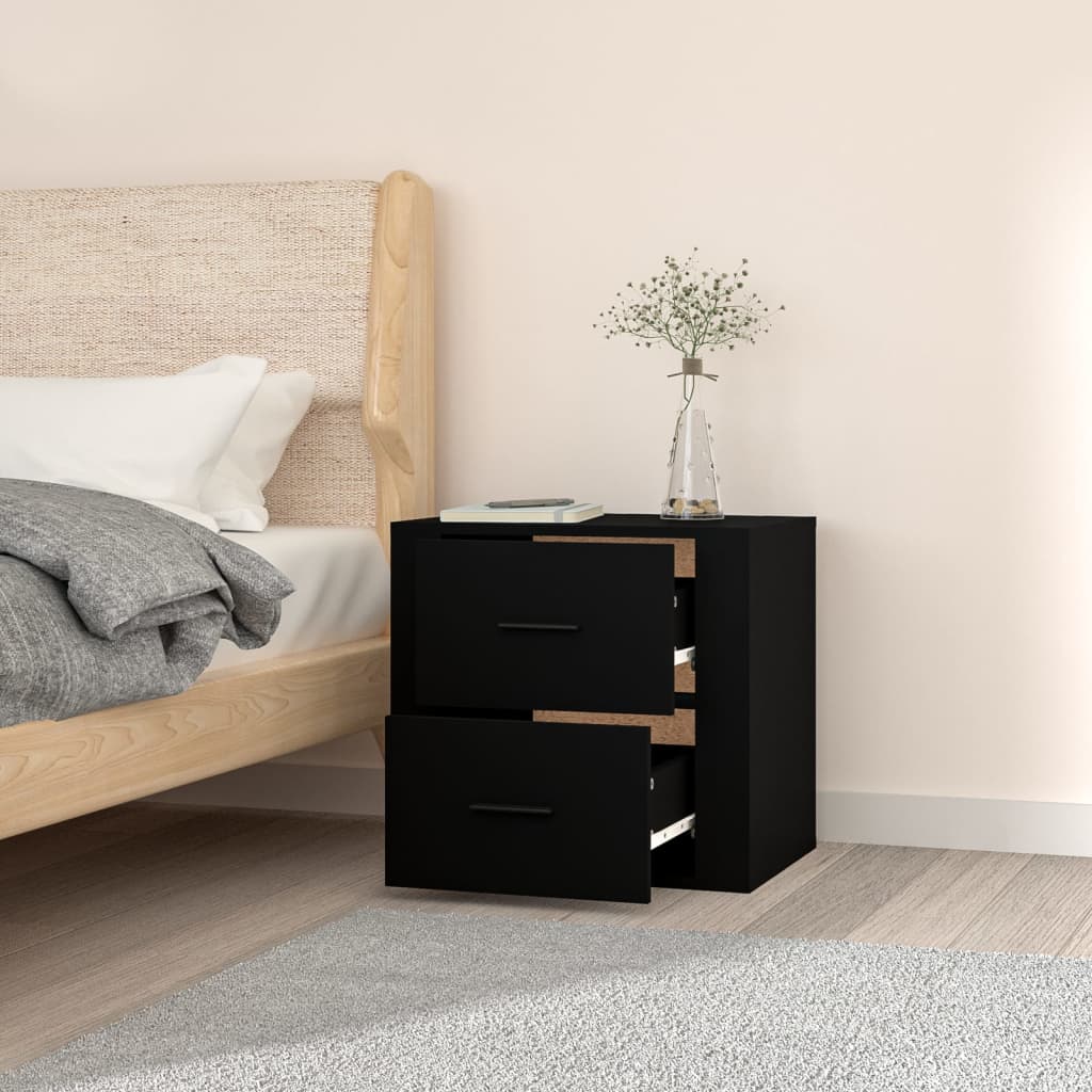 Wall - mounted Bedside Cabinet Black 50x36x47 cm - Bargainia.com - 