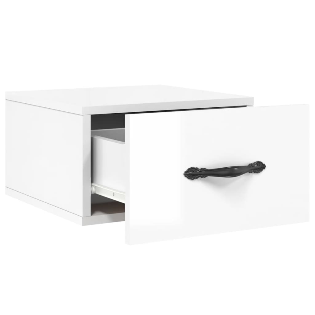 Wall - mounted Bedside Cabinets 2 pcs High Gloss White 35x35x20 cm - Bargainia.com - 