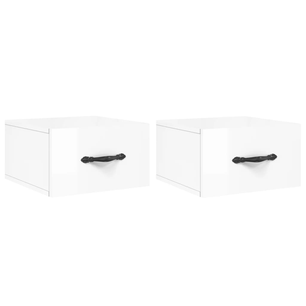 Wall - mounted Bedside Cabinets 2 pcs High Gloss White 35x35x20 cm - Bargainia.com - 