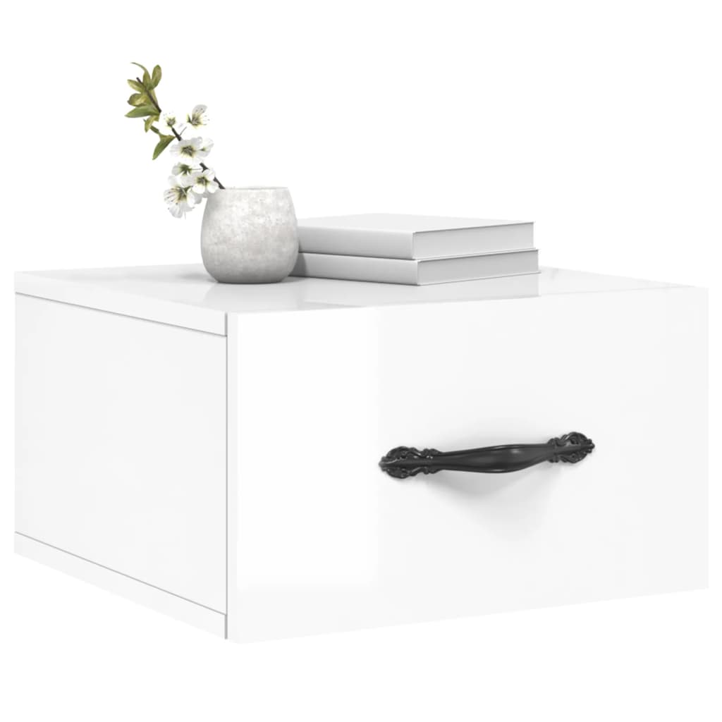 Wall - mounted Bedside Cabinets 2 pcs High Gloss White 35x35x20 cm - Bargainia.com - 