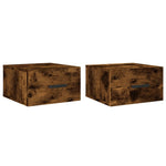 Wall - mounted Bedside Cabinets 2 pcs Smoked Oak 35x35x20 cm - Bargainia.com - 