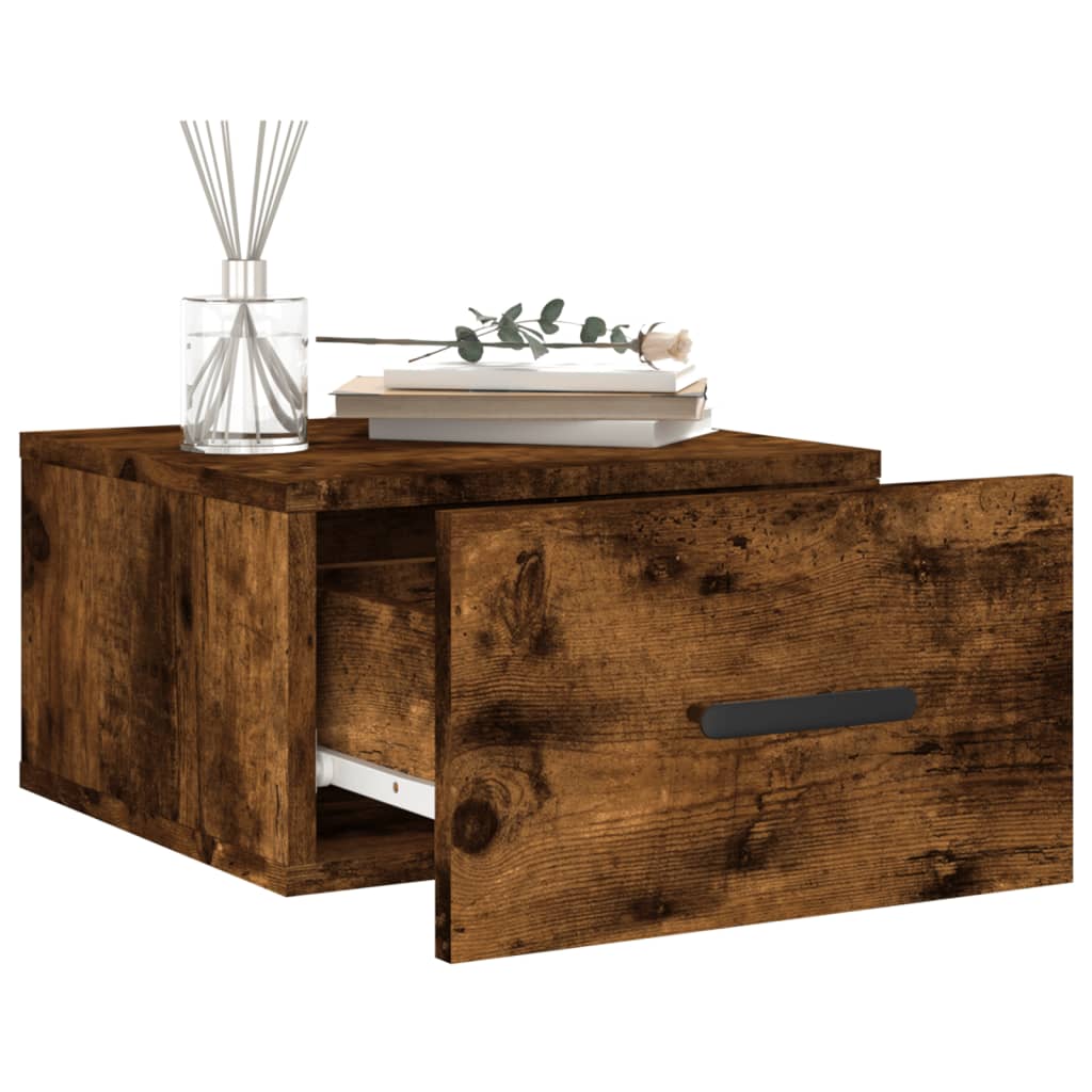 Wall - mounted Bedside Cabinets 2 pcs Smoked Oak 35x35x20 cm - Bargainia.com - 