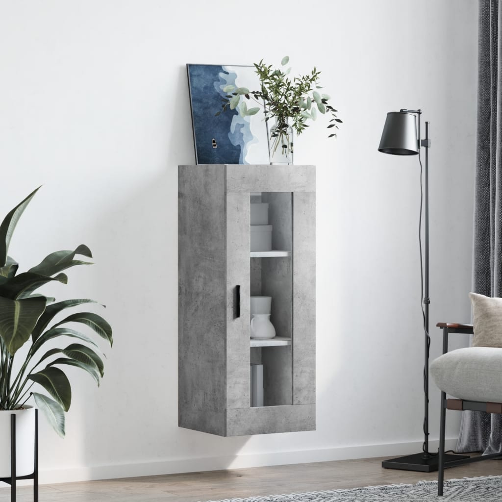 Wall Mounted Cabinet Concrete Grey 34.5x34x90 cm - Bargainia.com - 