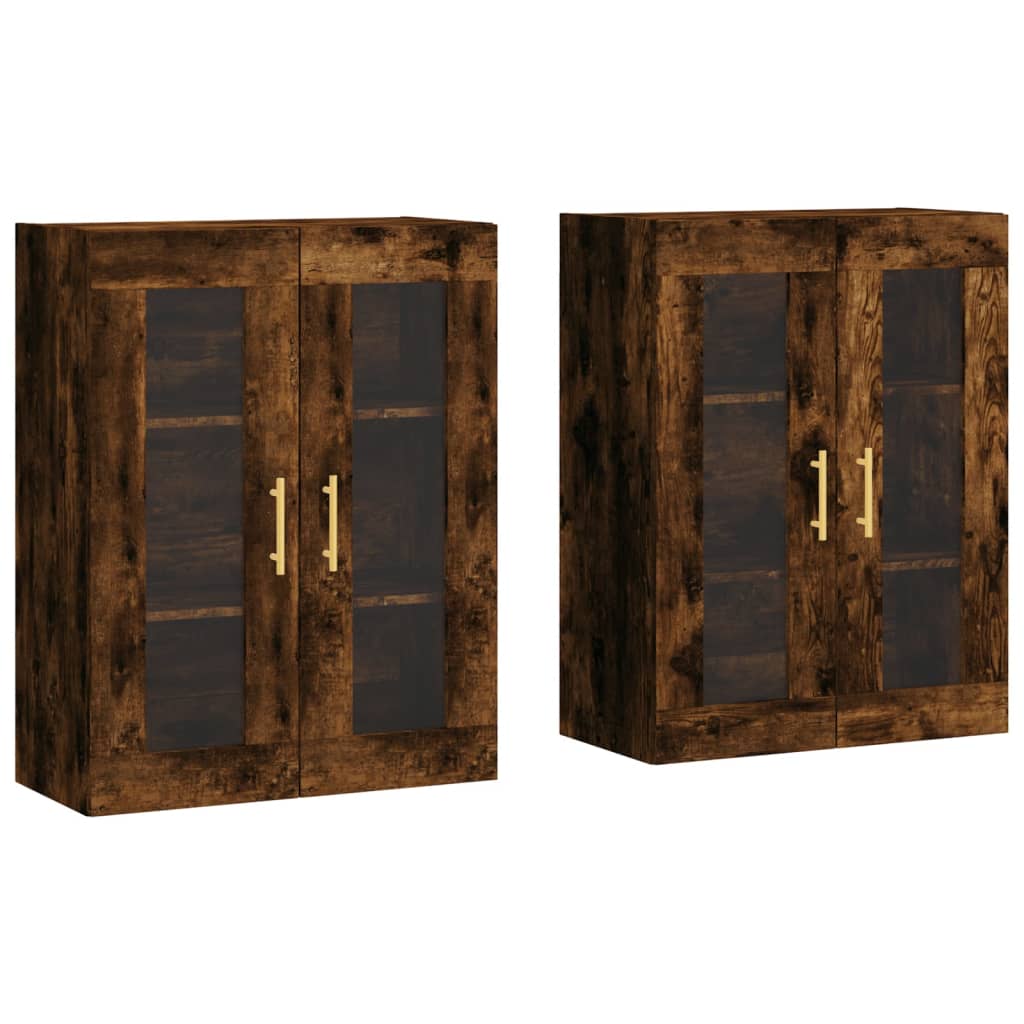 Wall Mounted Cabinets 2 pcs Smoked Oak Engineered Wood - Bargainia.com - 