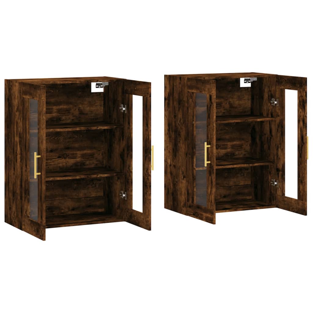 Wall Mounted Cabinets 2 pcs Smoked Oak Engineered Wood - Bargainia.com - 
