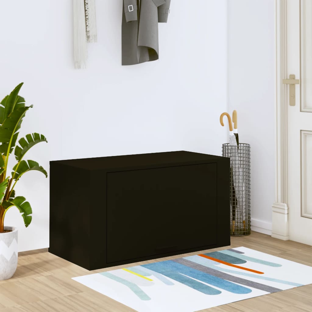 Wall - mounted Shoe Cabinet Black 70x35x38 cm Engineered Wood - Bargainia.com - 