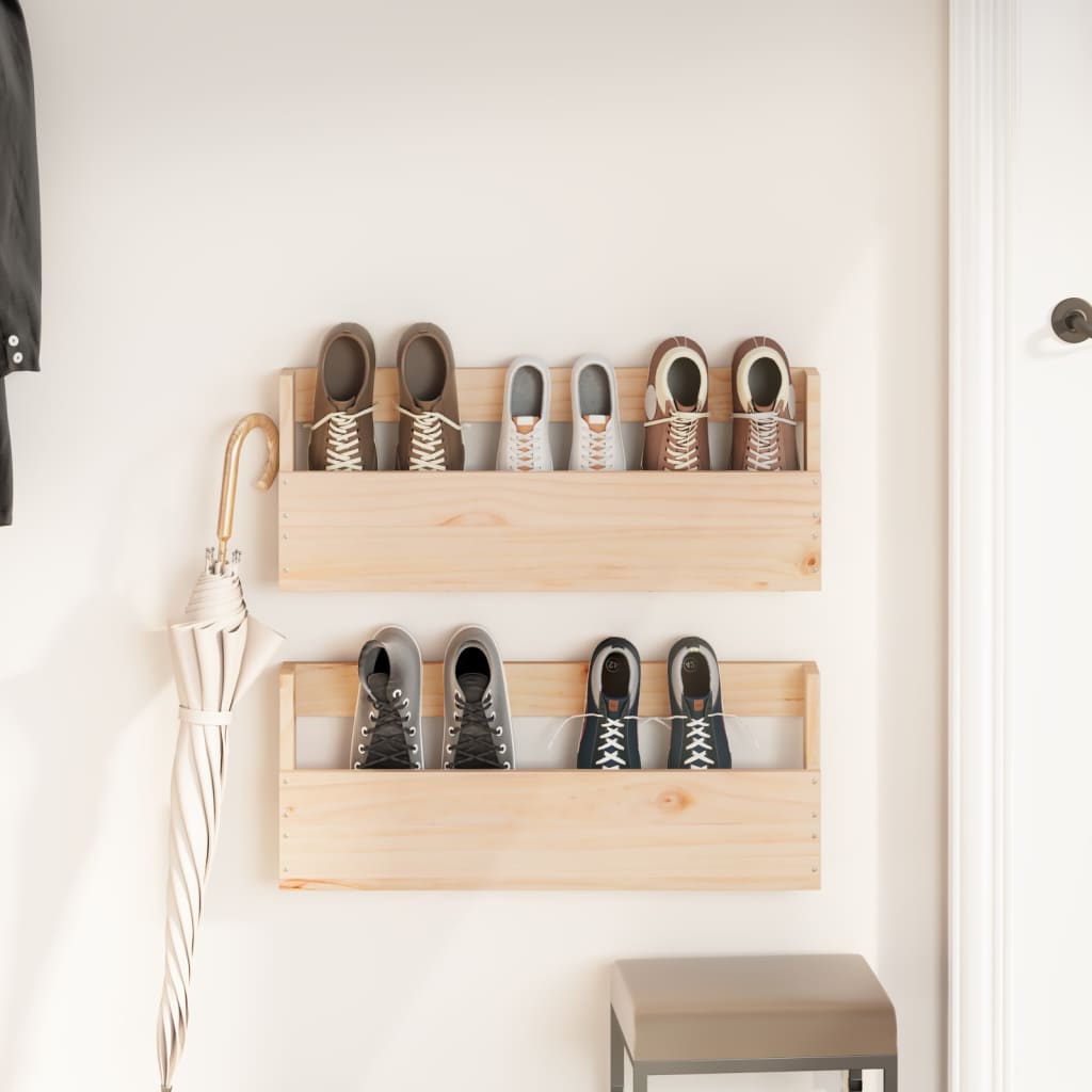 Wall - mounted Shoe Racks 2 pcs 59x9x23 cm Solid Wood Pine - Bargainia.com - 8720845852894 - 833273