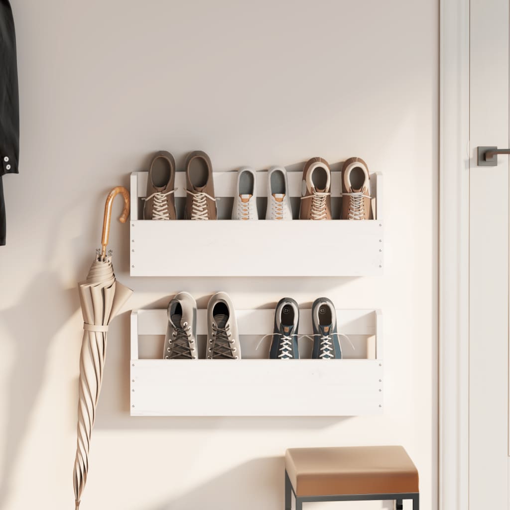 Wall - mounted Shoe Racks 2 pcs White 59x9x23 cm Solid Wood Pine - Bargainia.com - 8720845852900 - 833274