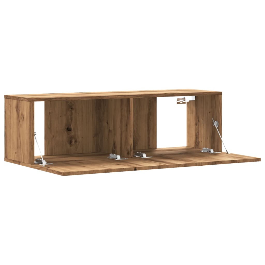 Wall Mounted TV Cabinet Artisan Oak 100x30x30 cm Engineered Wood - Bargainia.com - 