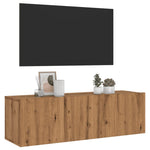 Wall Mounted TV Cabinet Artisan Oak 100x30x30 cm Engineered Wood - Bargainia.com - 