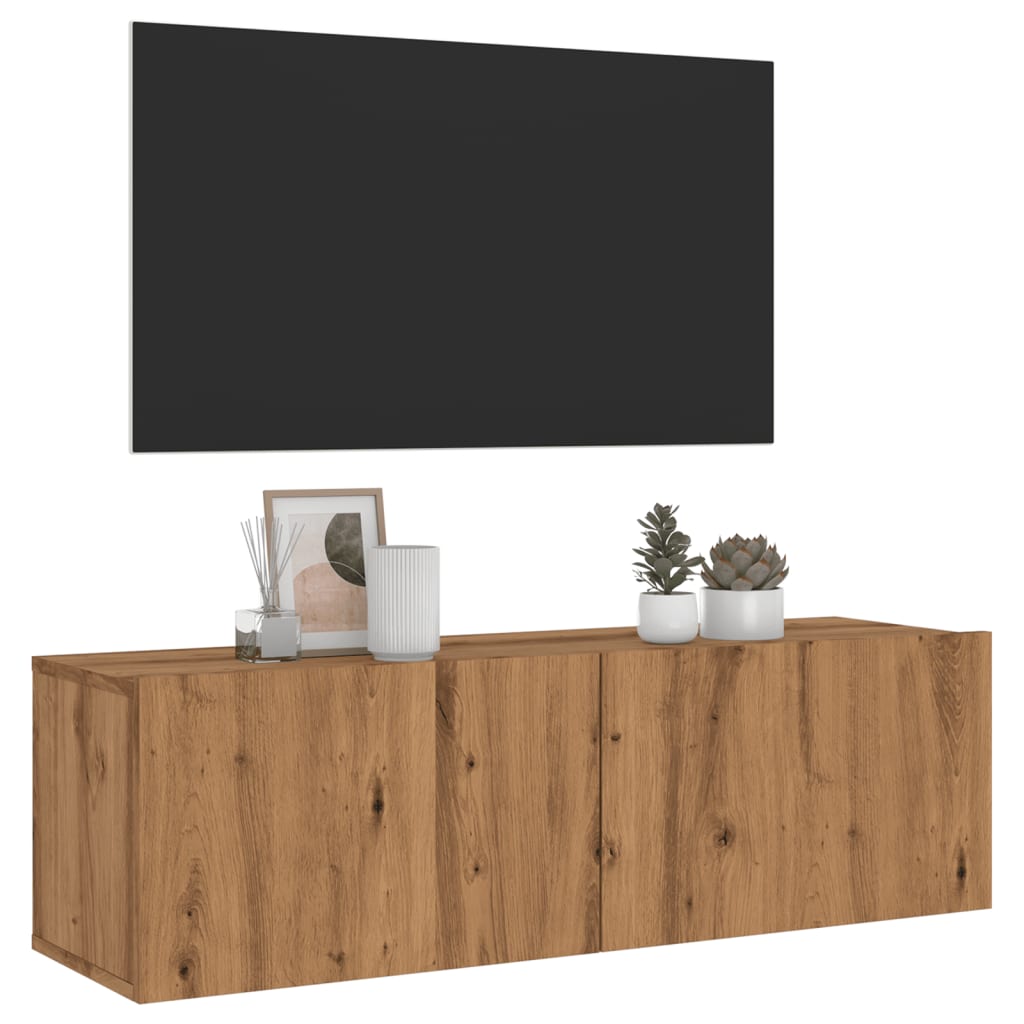 Wall Mounted TV Cabinet Artisan Oak 100x30x30 cm Engineered Wood - Bargainia.com - 