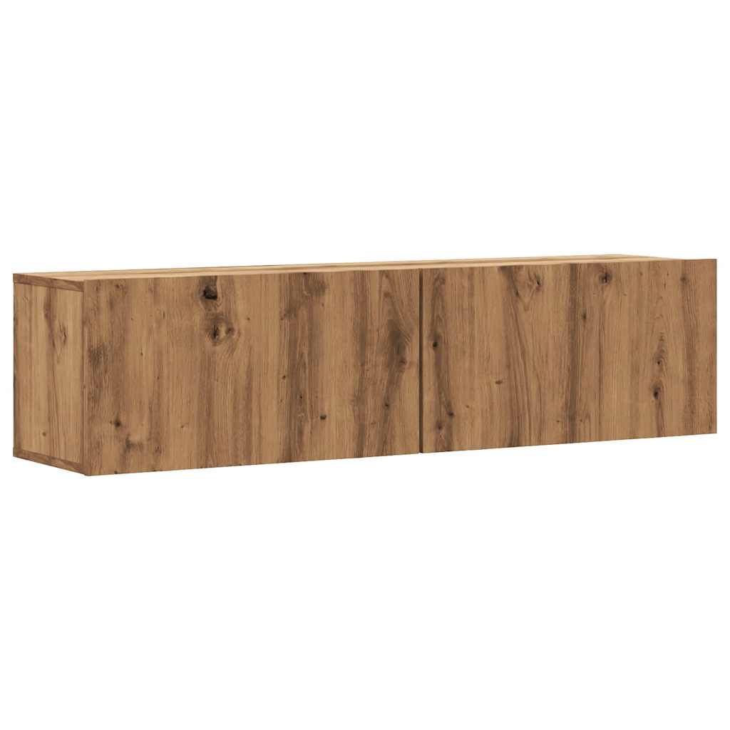 Wall Mounted TV Cabinet Artisan Oak 120x30x30 cm Engineered Wood - Bargainia.com - 