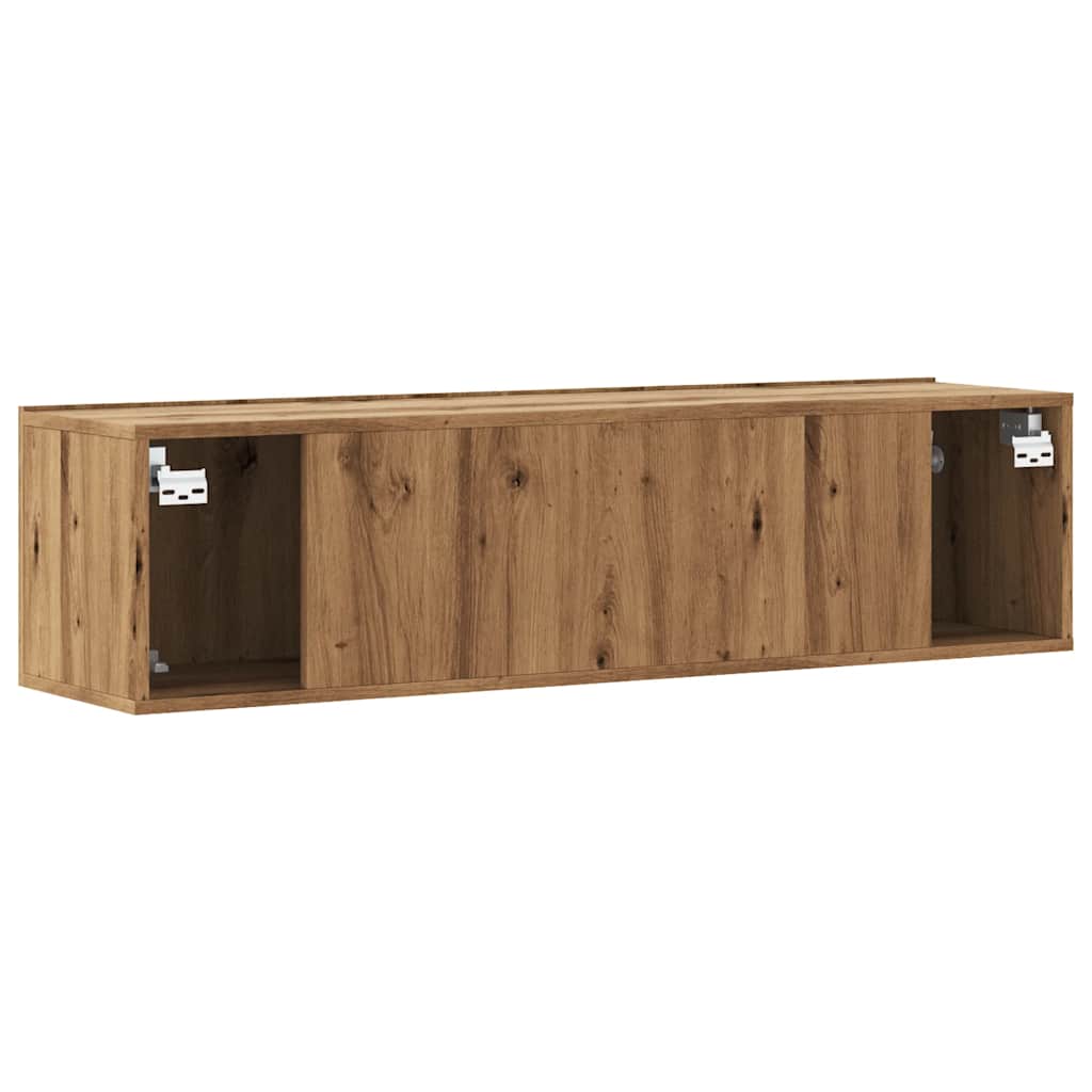 Wall Mounted TV Cabinet Artisan Oak 120x30x30 cm Engineered Wood - Bargainia.com - 