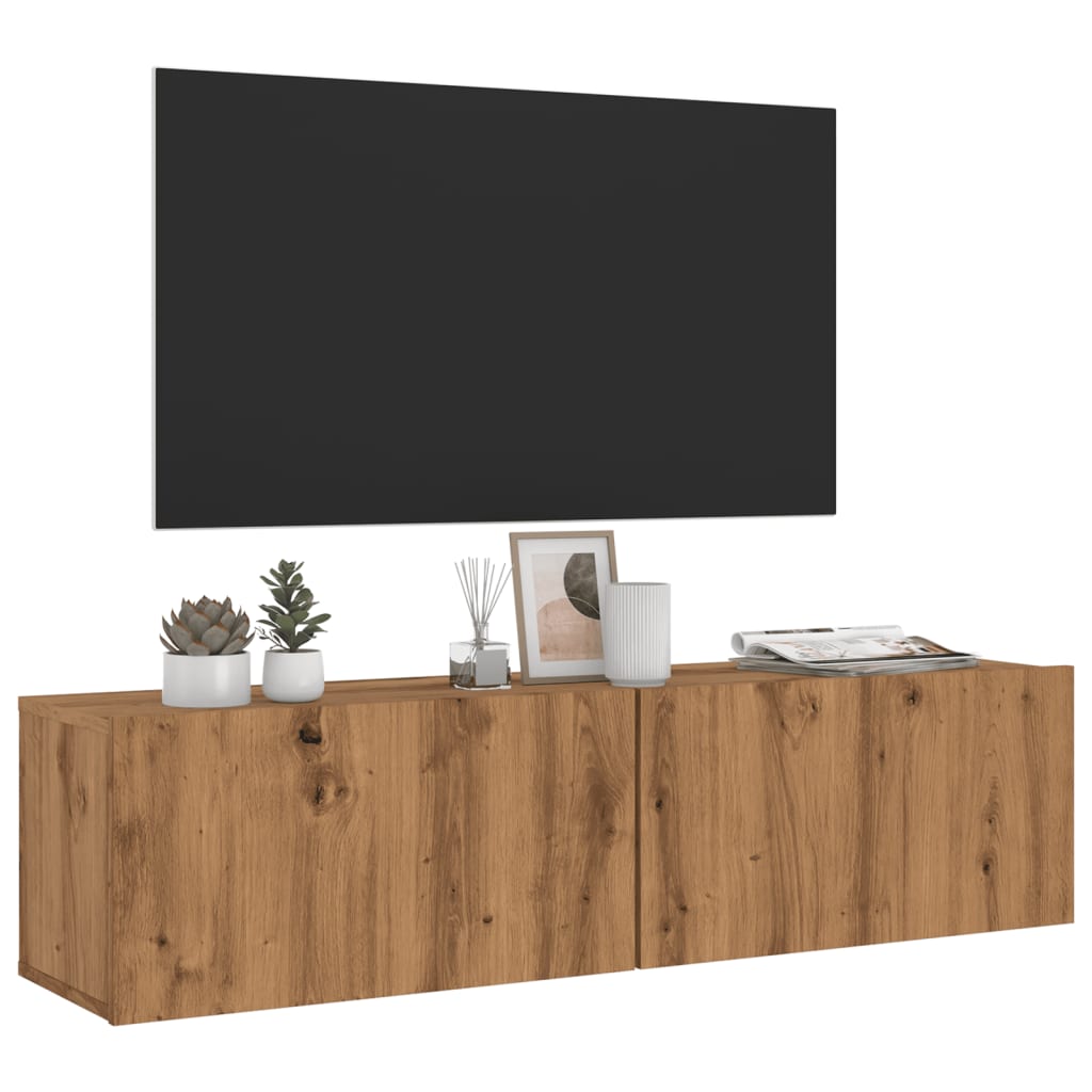 Wall Mounted TV Cabinet Artisan Oak 120x30x30 cm Engineered Wood - Bargainia.com - 