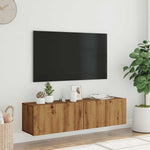 Wall Mounted TV Cabinet Artisan Oak 120x30x30 cm Engineered Wood - Bargainia.com - 