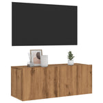 Wall Mounted TV Cabinet Artisan Oak 80x30x30 cm Engineered Wood - Bargainia.com - 