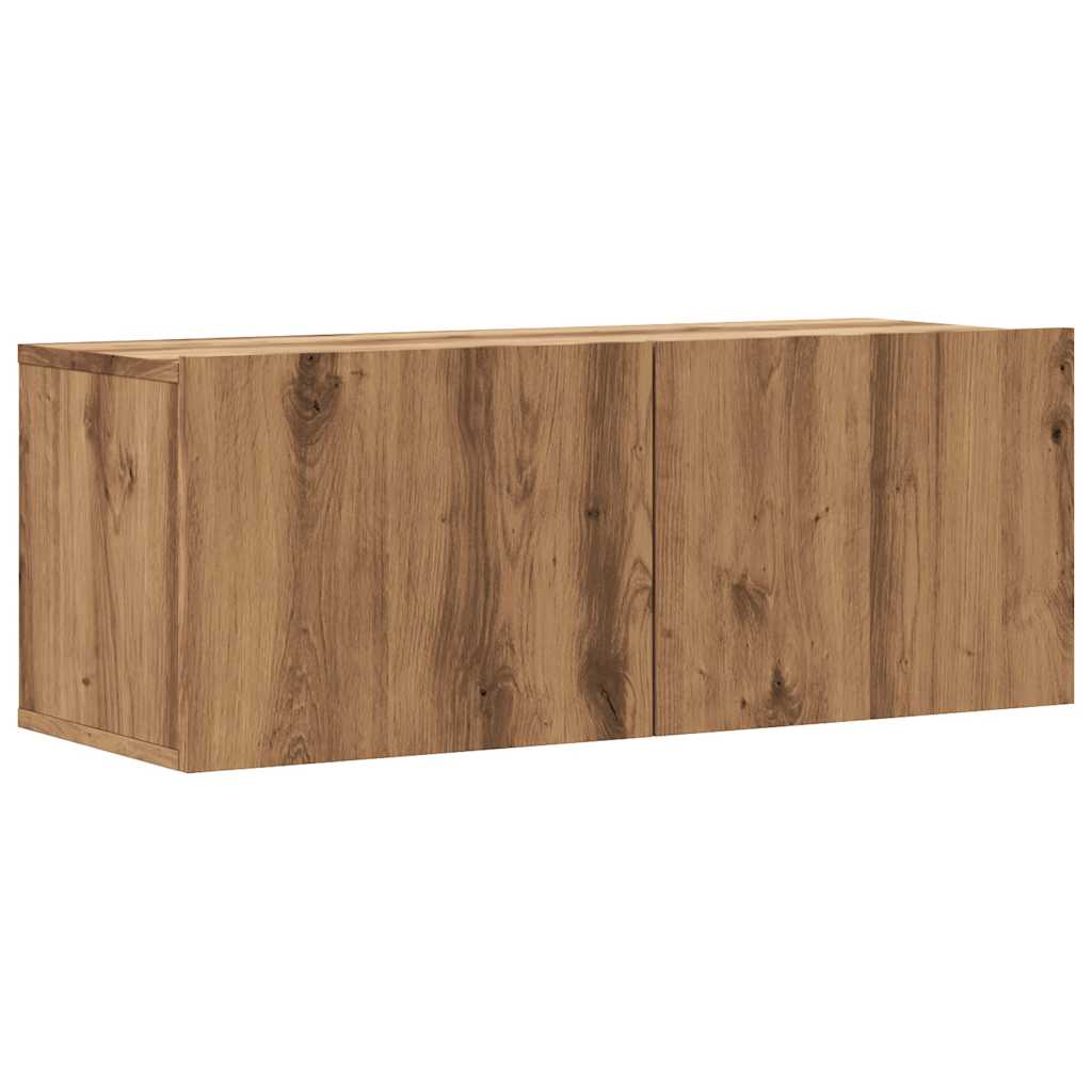 Wall Mounted TV Cabinet Artisan Oak 80x30x30 cm Engineered Wood - Bargainia.com - 
