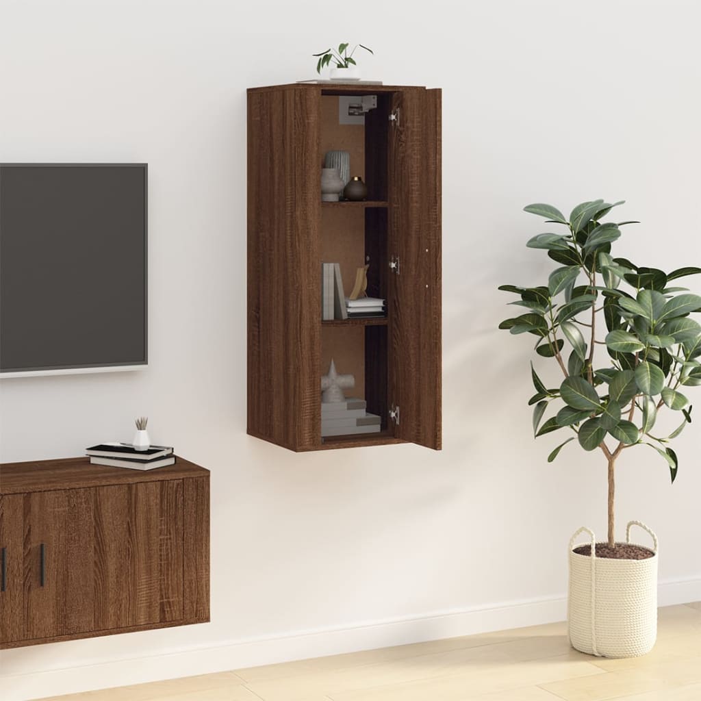 Wall Mounted TV Cabinet Brown Oak 40x34,5x100 cm - Bargainia.com - 