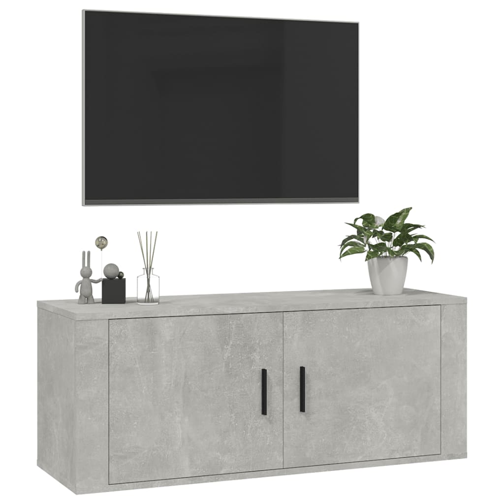Wall Mounted TV Cabinet Concrete Grey 100x34.5x40 cm - Bargainia.com - 
