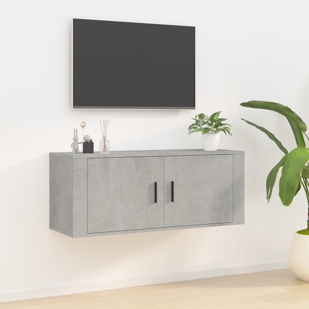 Wall Mounted TV Cabinet Concrete Grey 100x34.5x40 cm - Bargainia.com - 
