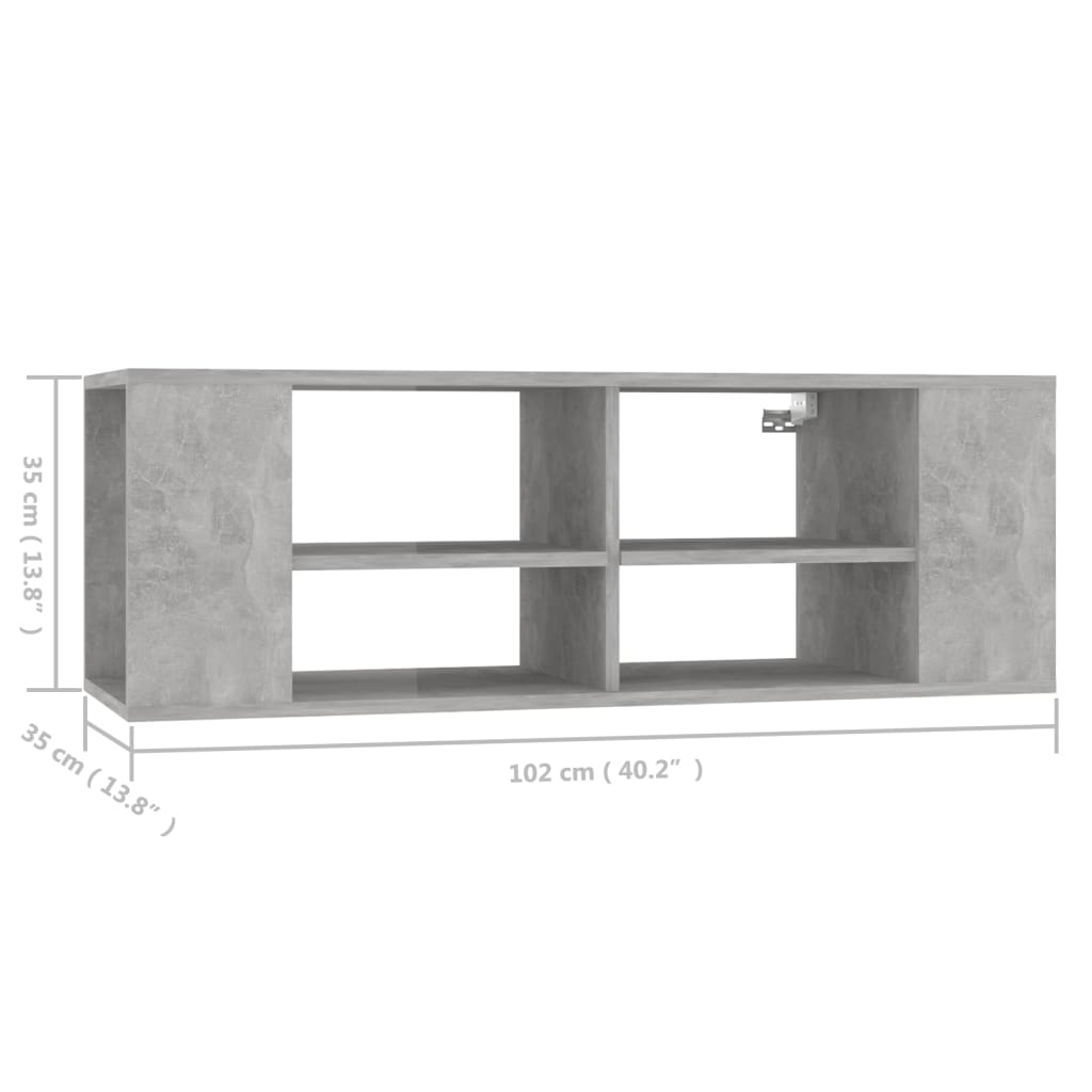 Wall - Mounted TV Cabinet Concrete Grey 102x35x35 cm Engineered Wood - Bargainia.com - 8720286541647 - 806242