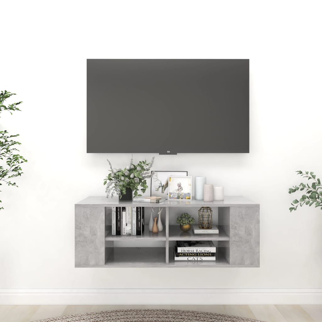 Wall - Mounted TV Cabinet Concrete Grey 102x35x35 cm Engineered Wood - Bargainia.com - 