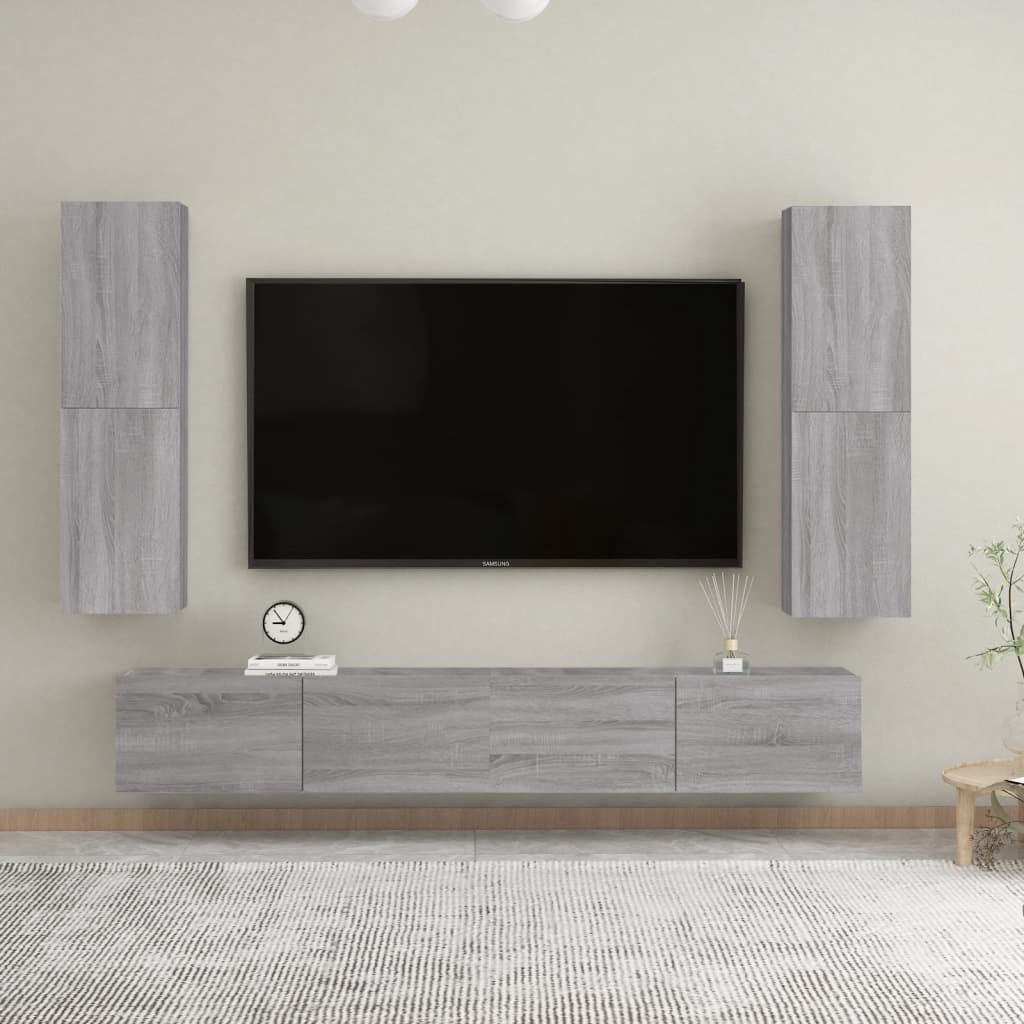 Wall - mounted TV Cabinet Grey Sonoma 30.5x30x110 cm - Bargainia.com - 