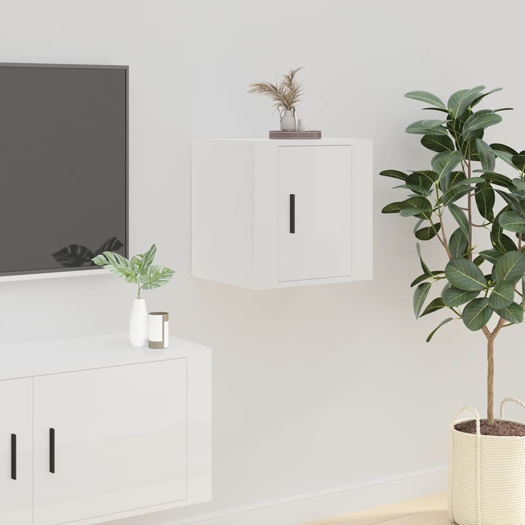 Wall Mounted TV Cabinet High Gloss White 40x34,5x40 cm - Bargainia.com - 