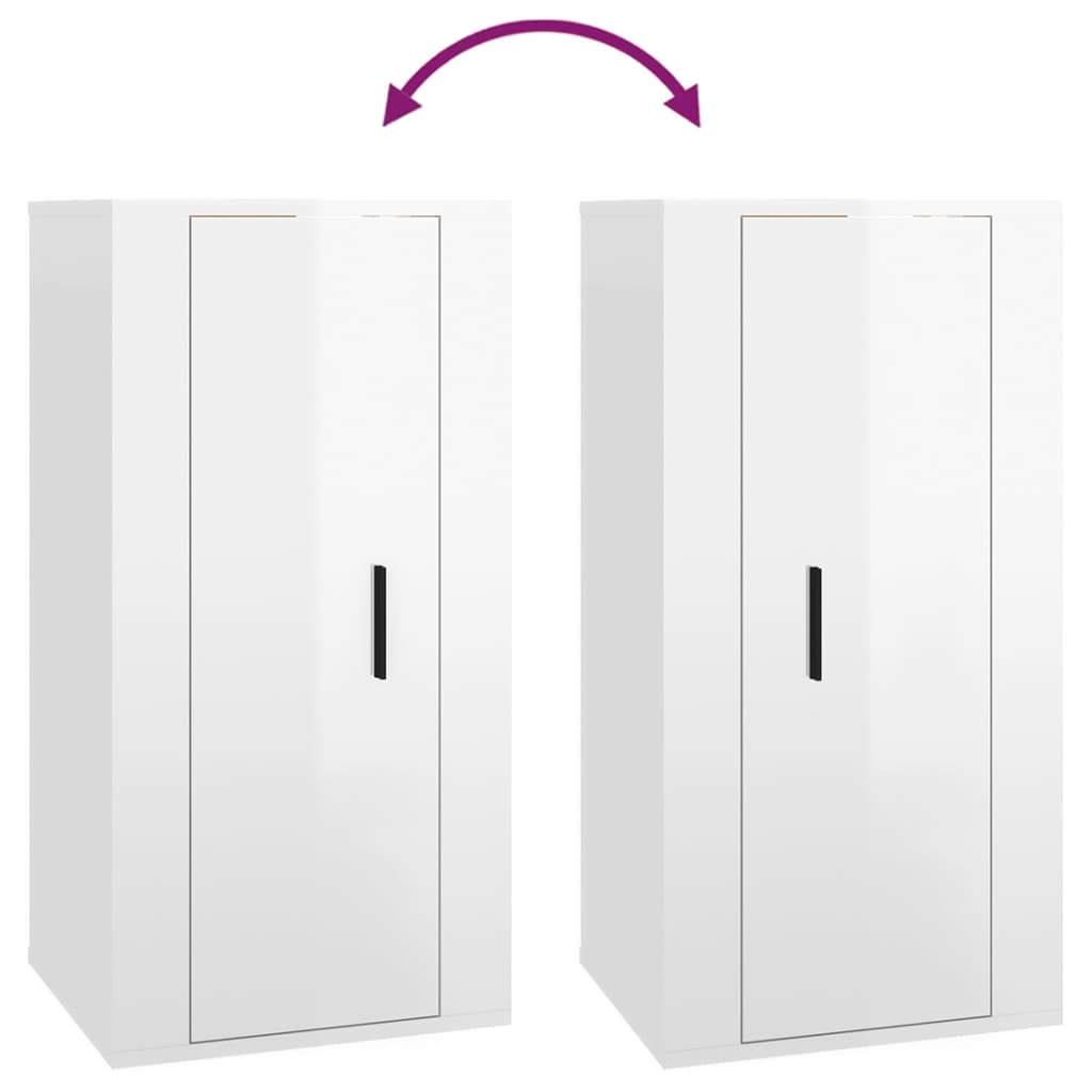 Wall Mounted TV Cabinet High Gloss White 40x34,5x80 cm - Bargainia.com - 