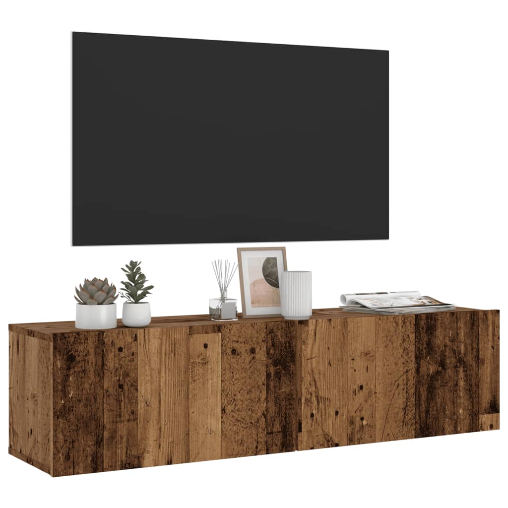 Wall Mounted TV Cabinet Old Wood 120x30x30 cm Engineered Wood - Bargainia.com - 