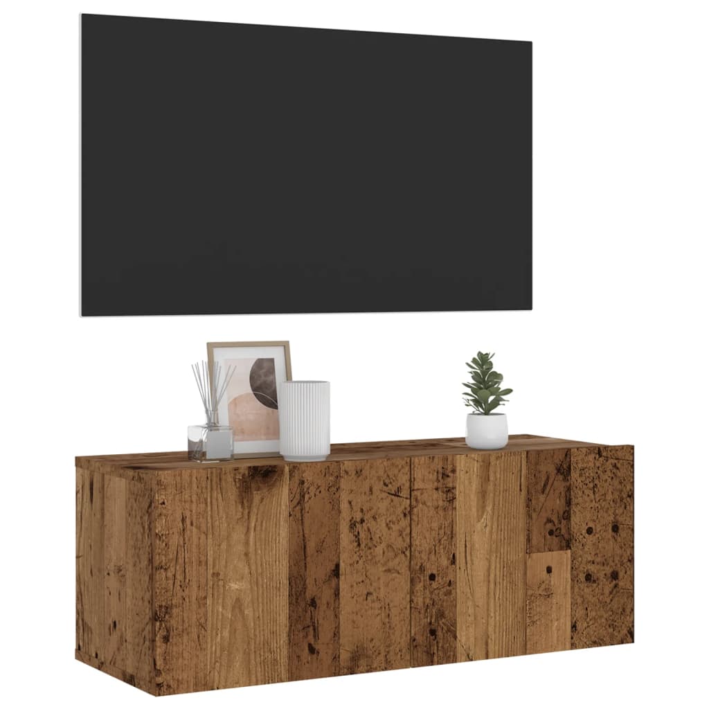 Wall Mounted TV Cabinet Old Wood 80x30x30 cm Engineered Wood - Bargainia.com - 