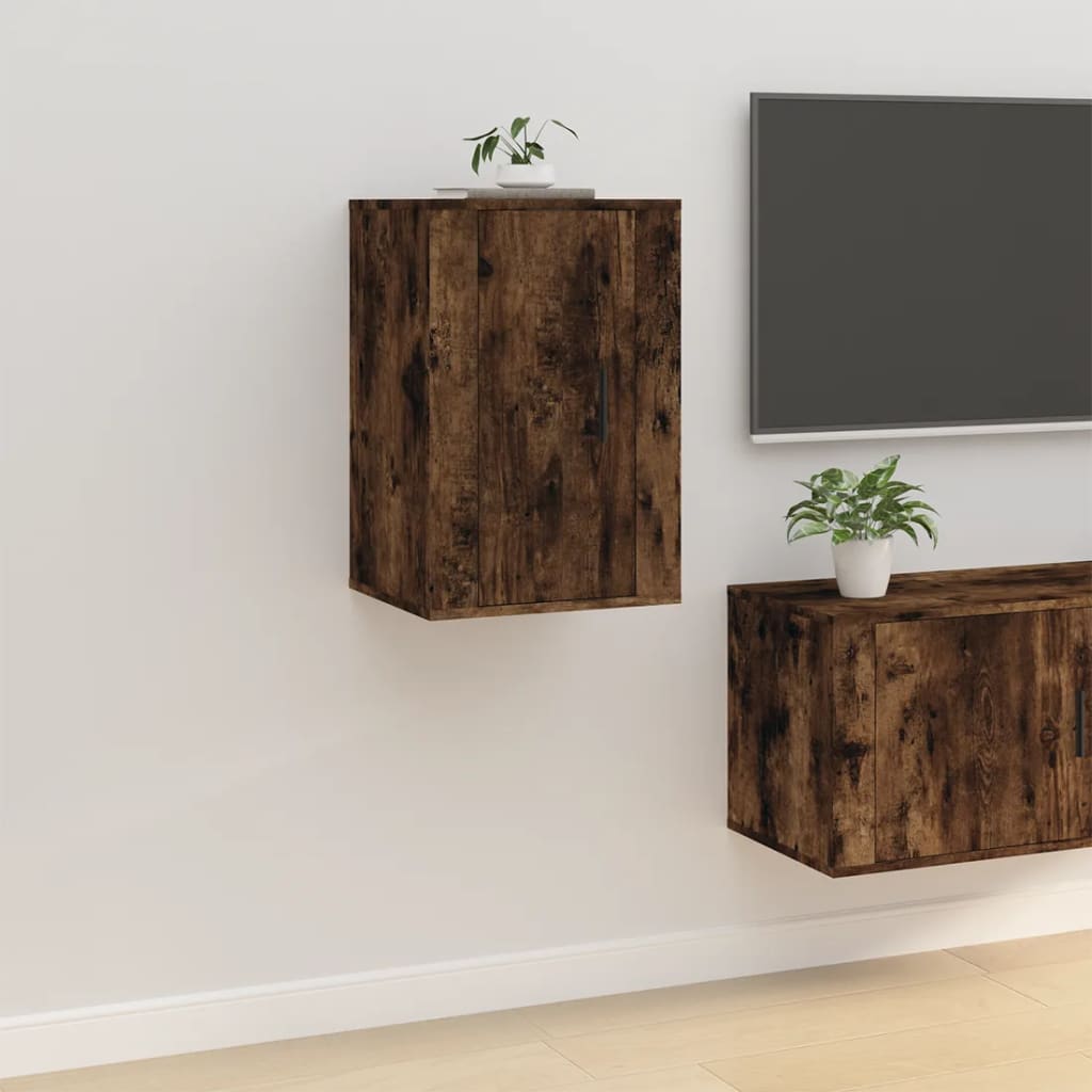 Wall Mounted TV Cabinet Smoked Oak 40x34.5x60 cm - Bargainia.com - 