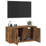 Wall Mounted TV Cabinet Smoked Oak 80x34.5x40 cm - Bargainia.com - 