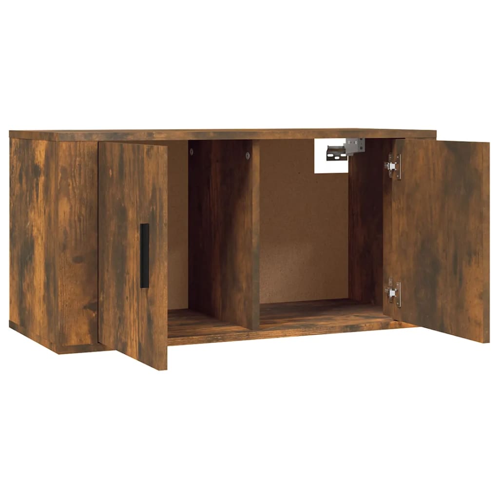 Wall Mounted TV Cabinet Smoked Oak 80x34.5x40 cm - Bargainia.com - 