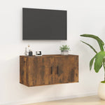 Wall Mounted TV Cabinet Smoked Oak 80x34.5x40 cm - Bargainia.com - 