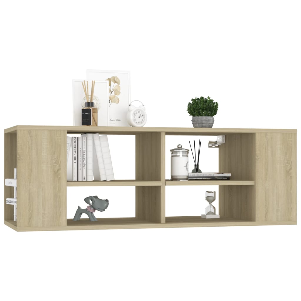 Wall - Mounted TV Cabinet Sonoma Oak 102x35x35 cm Engineered Wood - Bargainia.com - 