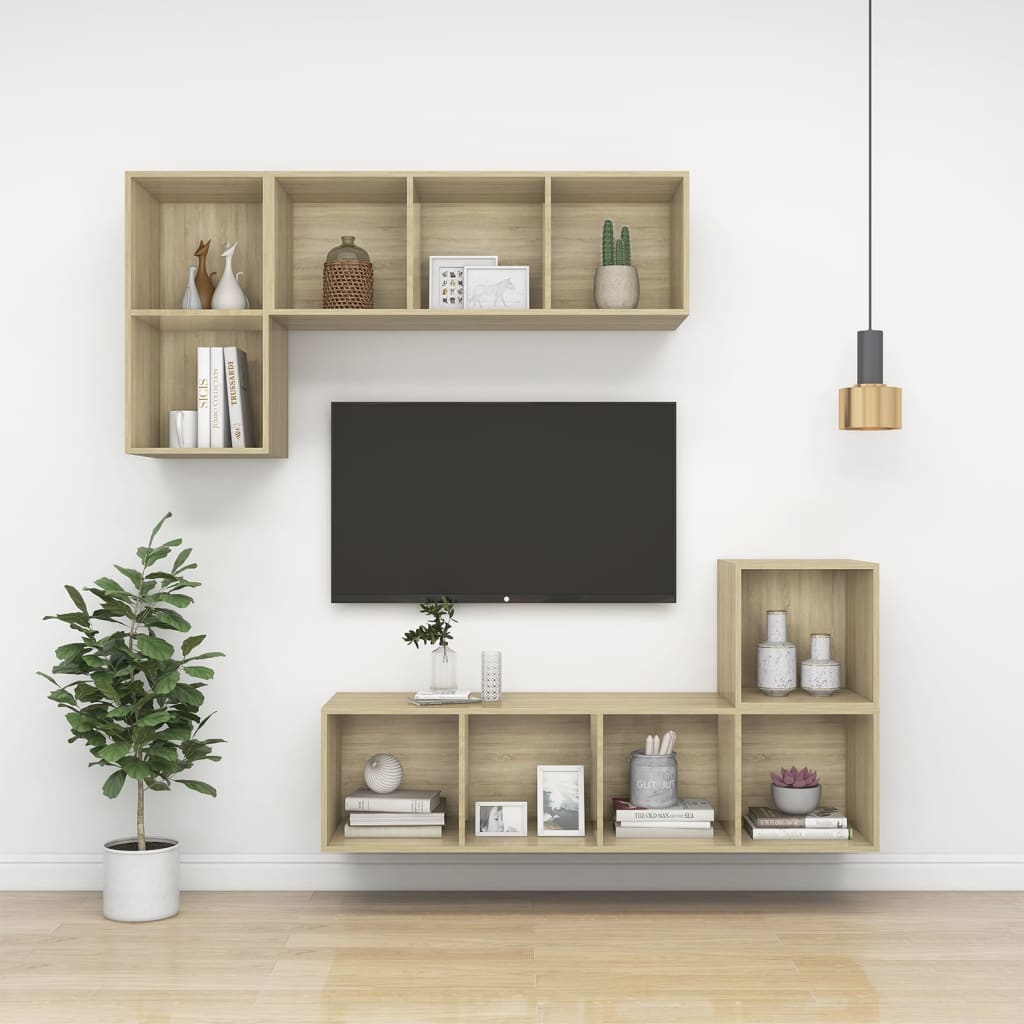 Wall - mounted TV Cabinet Sonoma Oak 37x37x107 cm Engineered Wood - Bargainia.com - 8720286353912 - 805483