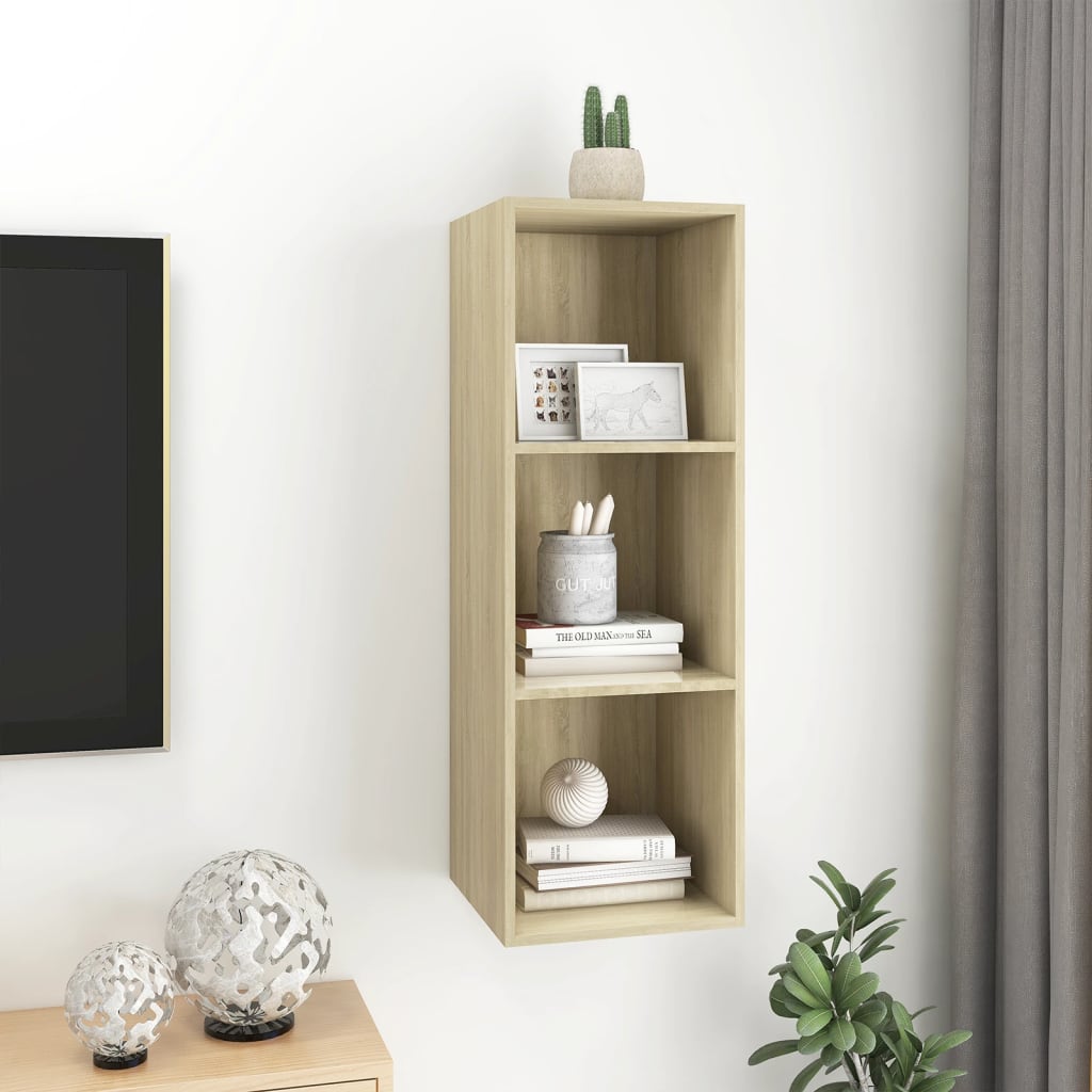 Wall - mounted TV Cabinet Sonoma Oak 37x37x107 cm Engineered Wood - Bargainia.com - 8720286353912 - 805483