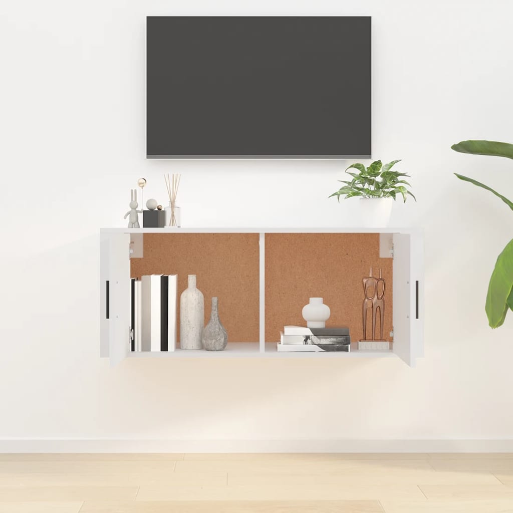 Wall Mounted TV Cabinet White 100x34.5x40 cm - Bargainia.com - 