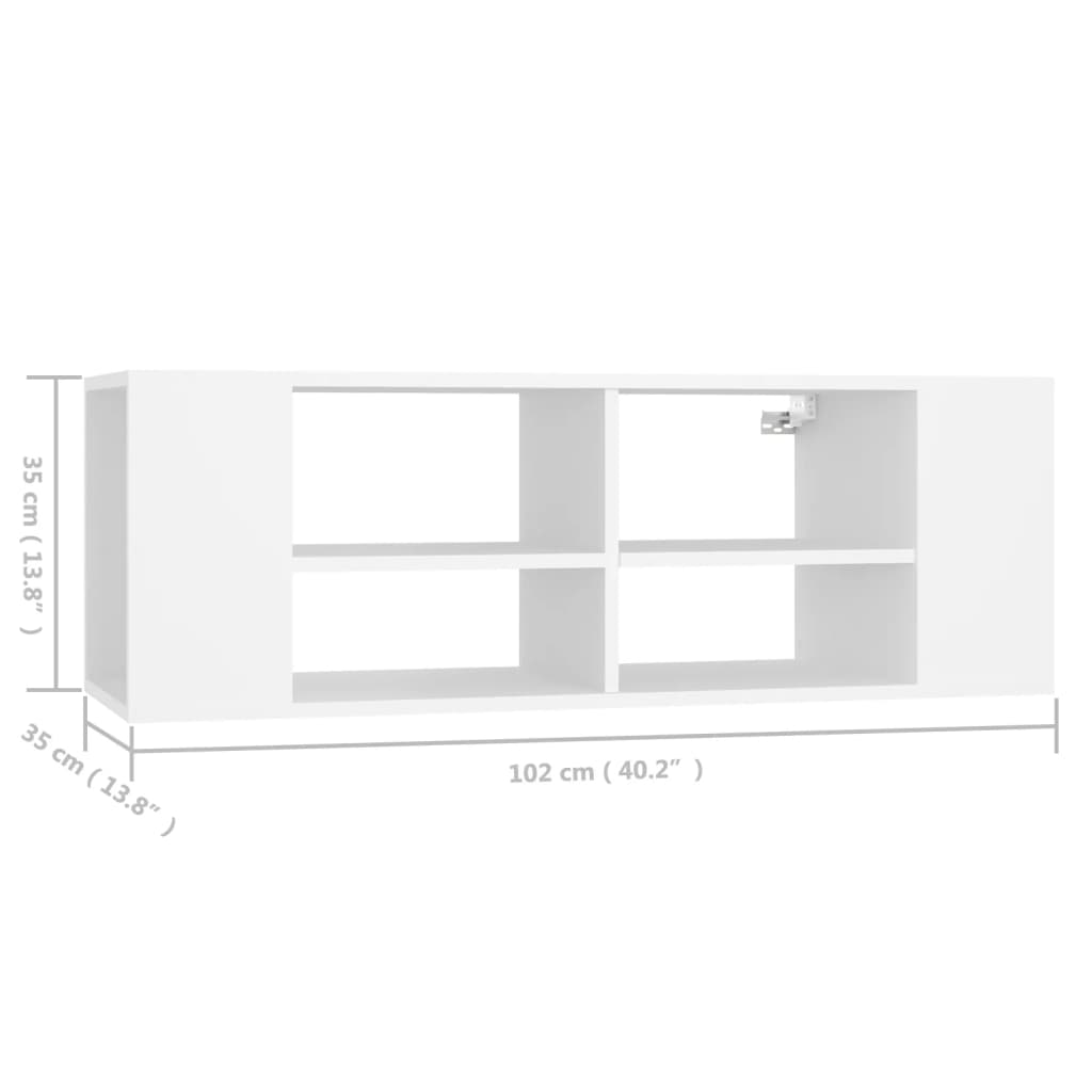 Wall - Mounted TV Cabinet White 102x35x35 cm Engineered Wood - Bargainia.com - 
