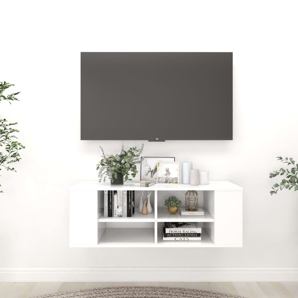 Wall - Mounted TV Cabinet White 102x35x35 cm Engineered Wood - Bargainia.com - 