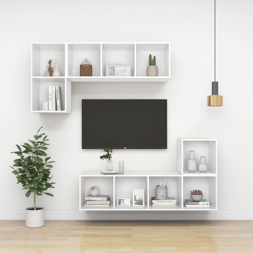 Wall - mounted TV Cabinet White 37x37x107 cm Engineered Wood - Bargainia.com - 8720286353882 - 805480
