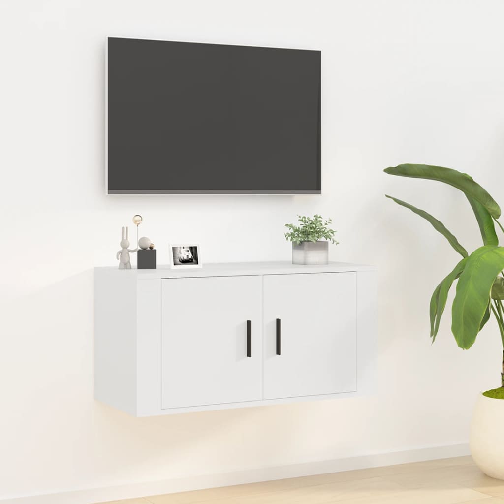 Wall Mounted TV Cabinet White 80x34.5x40 cm - Bargainia.com - 