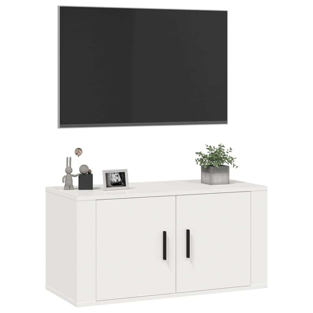 Wall Mounted TV Cabinet White 80x34.5x40 cm - Bargainia.com - 