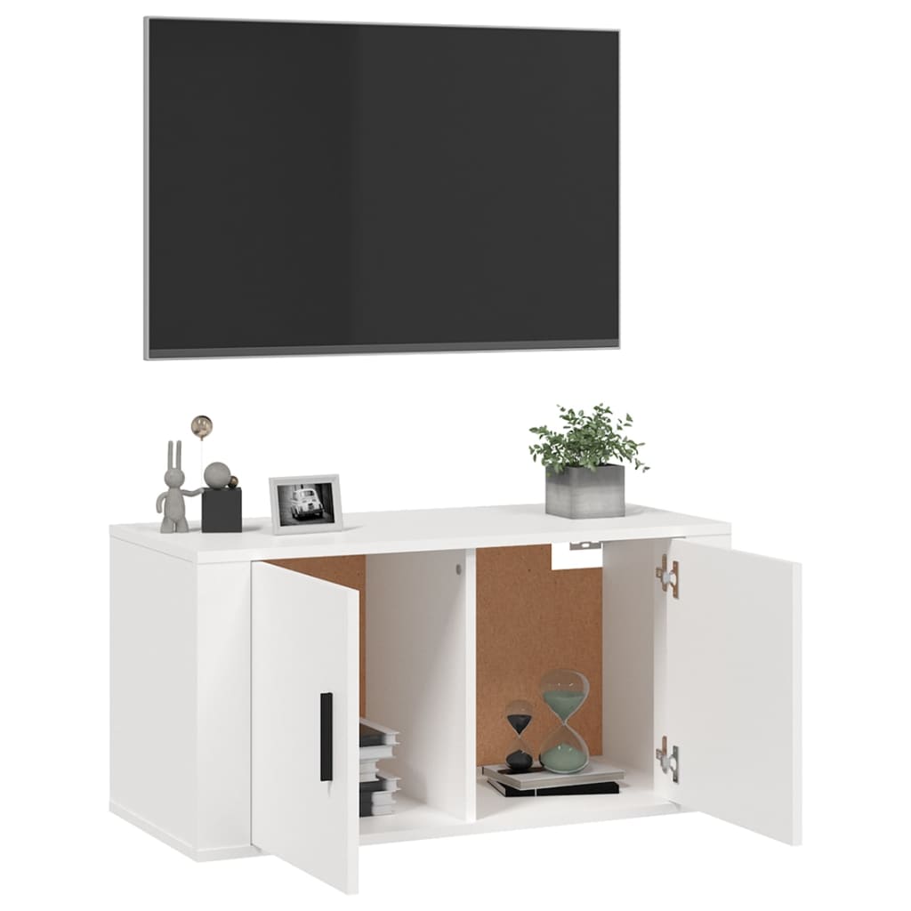 Wall Mounted TV Cabinet White 80x34.5x40 cm - Bargainia.com - 